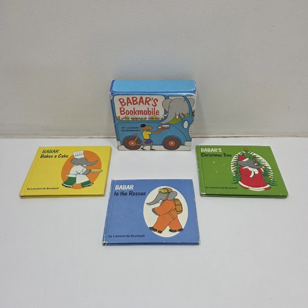Babar's Bookmobile Vintage 1974 4-Book Box Set (Missing 1 Book)